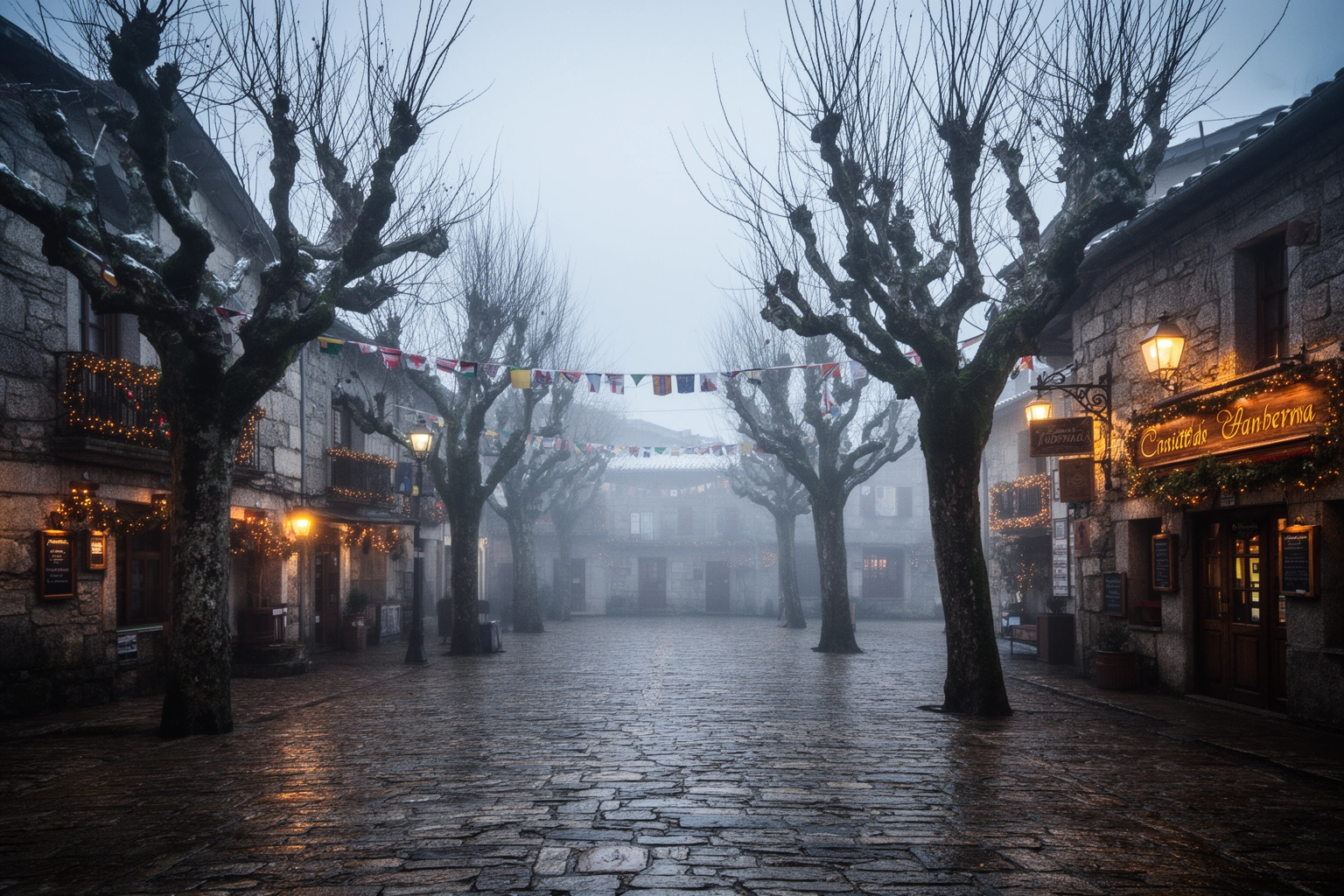 Lalín Galicia cocido festival atmosphere - Spanish village winter celebration scene