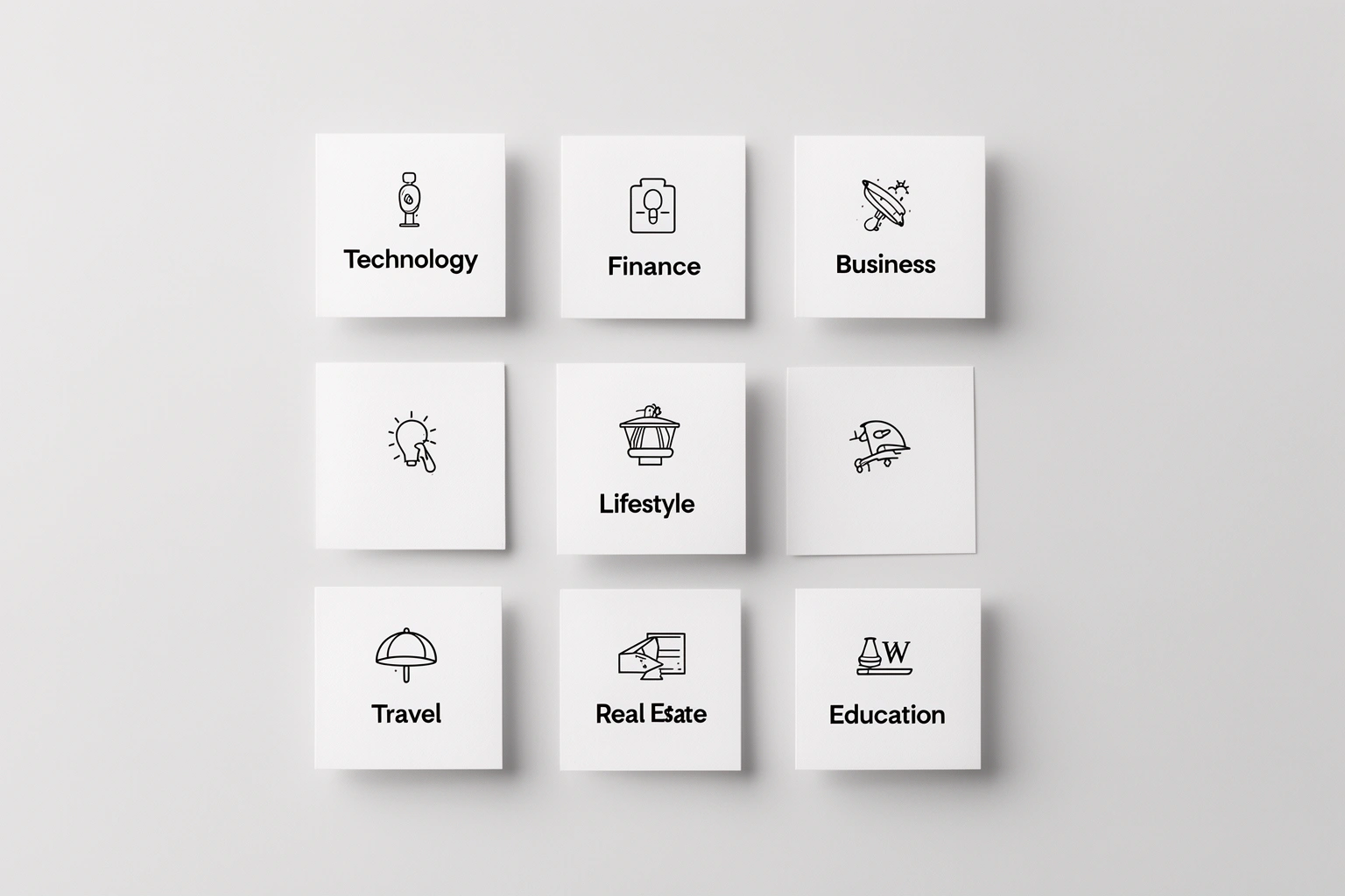 snapjotz com article categories - technology finance health lifestyle travel real estate icons on modern digital interface