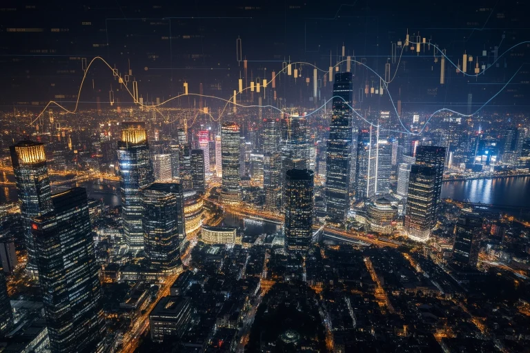 Business trend FTAsiaFinance — Asia financial markets and digital economy growth visualization