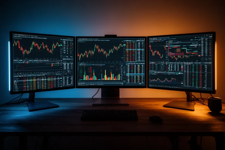 Management tips FTAsiaTrading — trading operations desk with multiple monitors displaying market data and risk dashboards