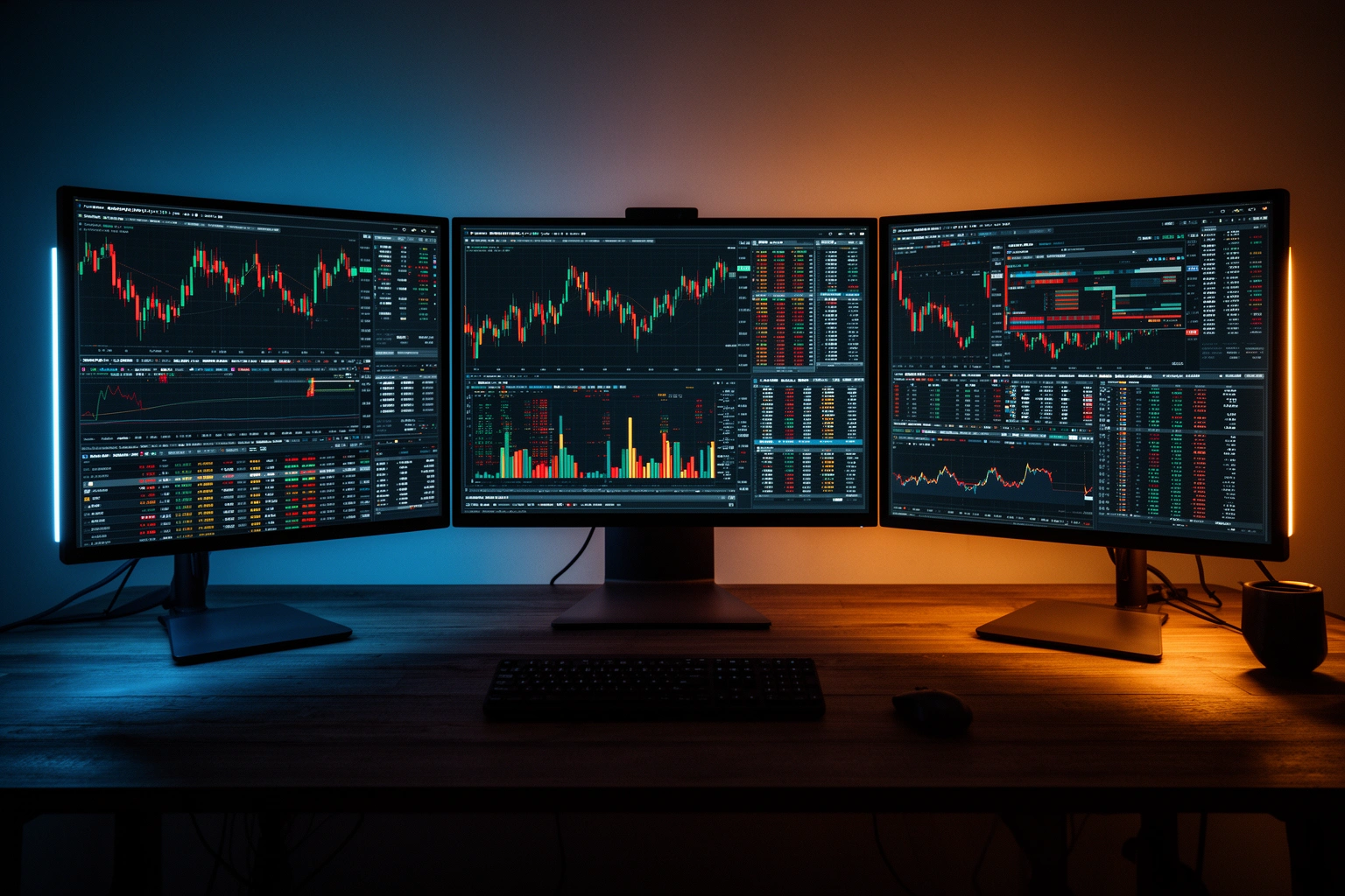 Management tips FTAsiaTrading — trading operations desk with multiple monitors displaying market data and risk dashboards