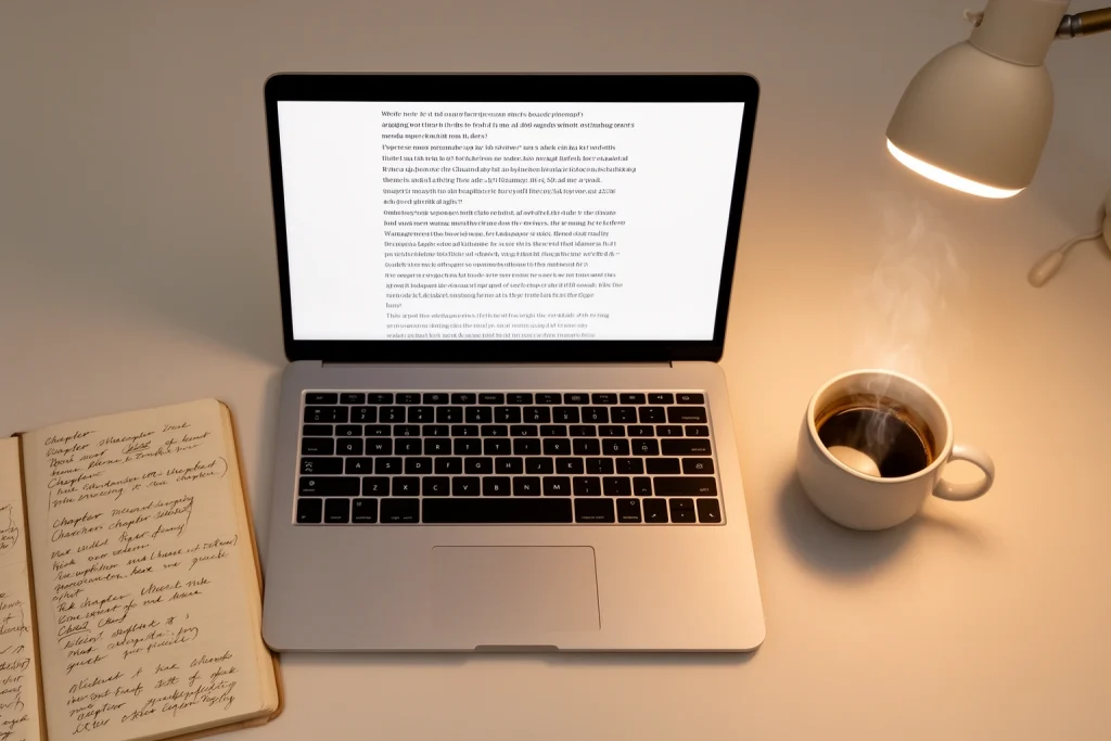 Should I use Moxhit4 6 1 software to write a book — writer choosing between book writing software tools at a modern desk