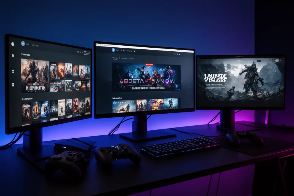 The Meshgamecom gaming platform hub showing PC PlayStation and Xbox multi-platform coverage